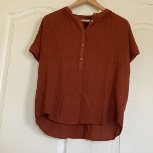 J. Crew Point Sur Womens Brown Drapey Popover Blouse